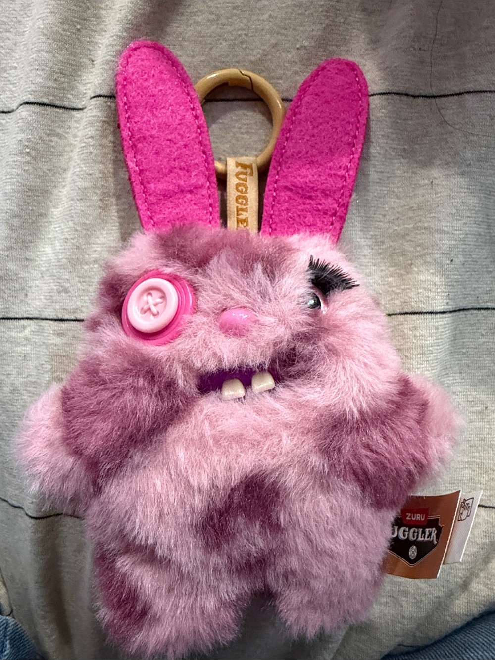 Fuggler Plush Bunny Keychain - Pink